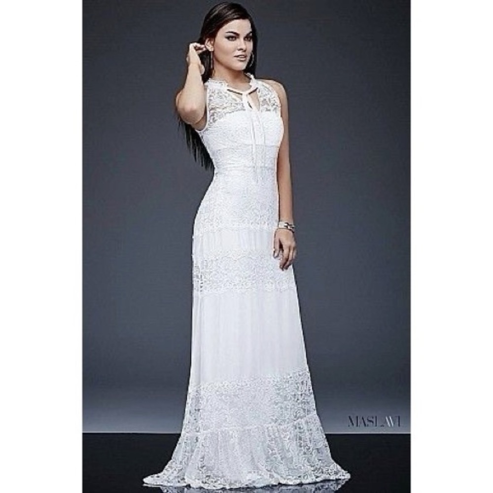 Jovani White Lace Gown